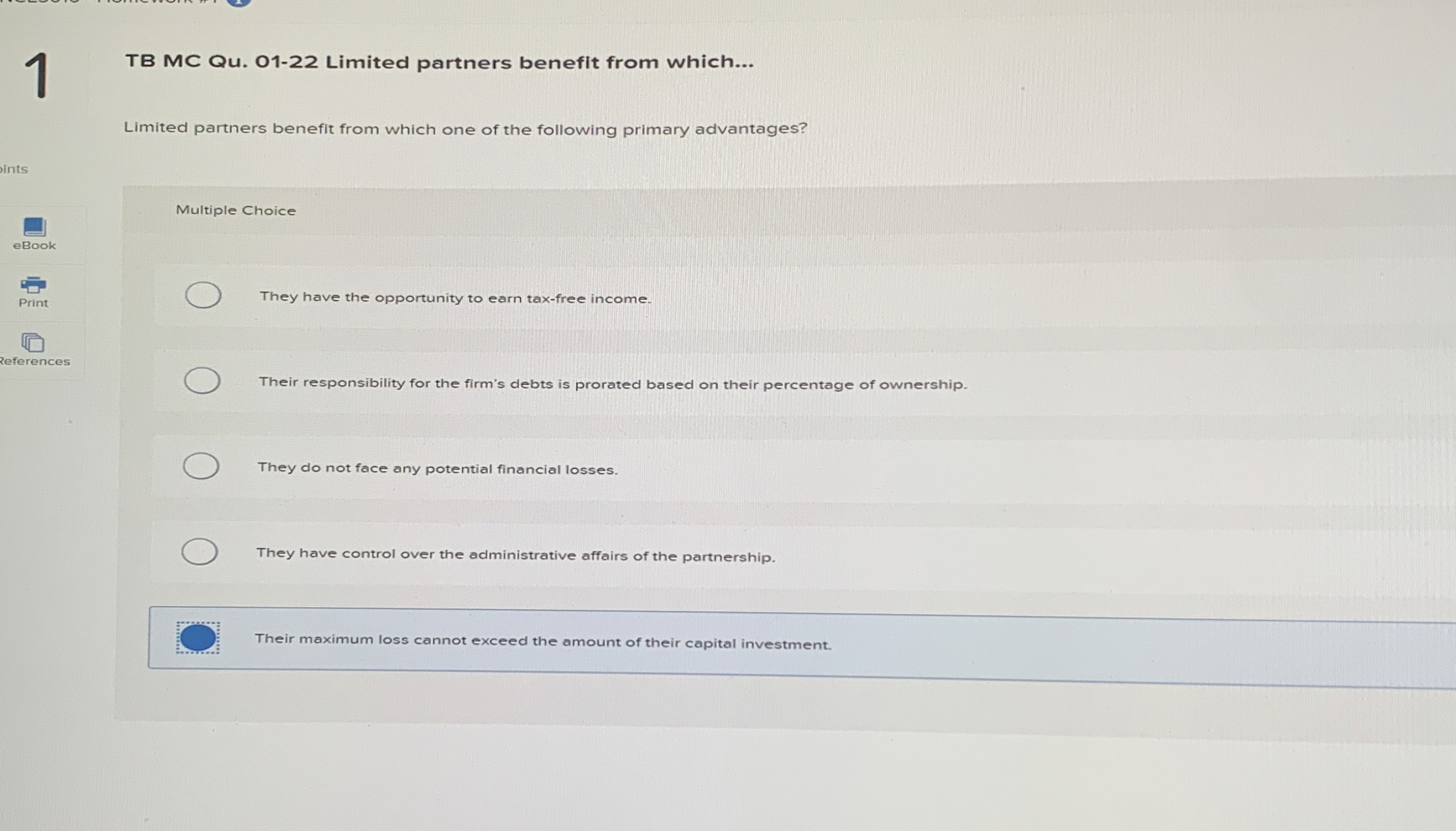  1 TB MC Qu.01-22 Limited partners benefit from which... Limited partners