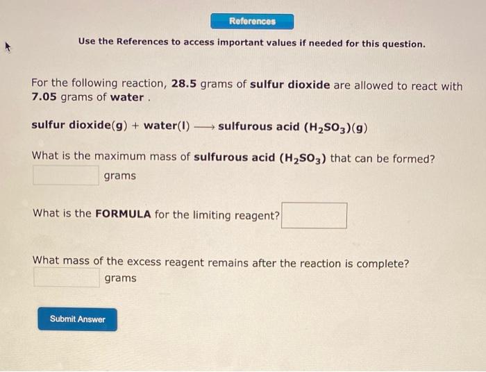  References Use the References to access important values if needed for