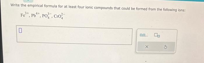 Write the empirical formula for at least four ionic compounds that