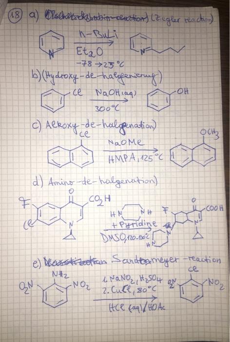  ce OH ice Naome (18) a) risches both in reaction) (Ziegler