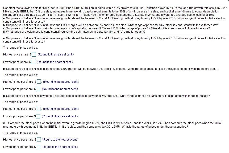 Please show solutions in excel if possible. Thank you. Consider the following