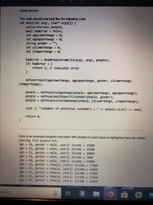 number of potential customers for a business. The starter program outputs the