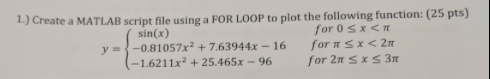 create a matlab script file using a for loop to plot the