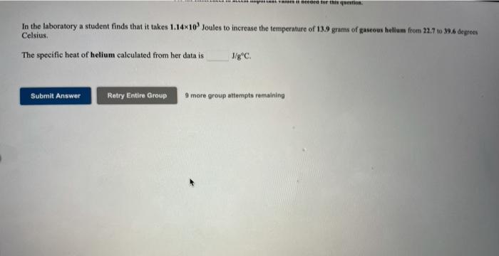 a student finds that it takes 164 Joules to increase the temperature