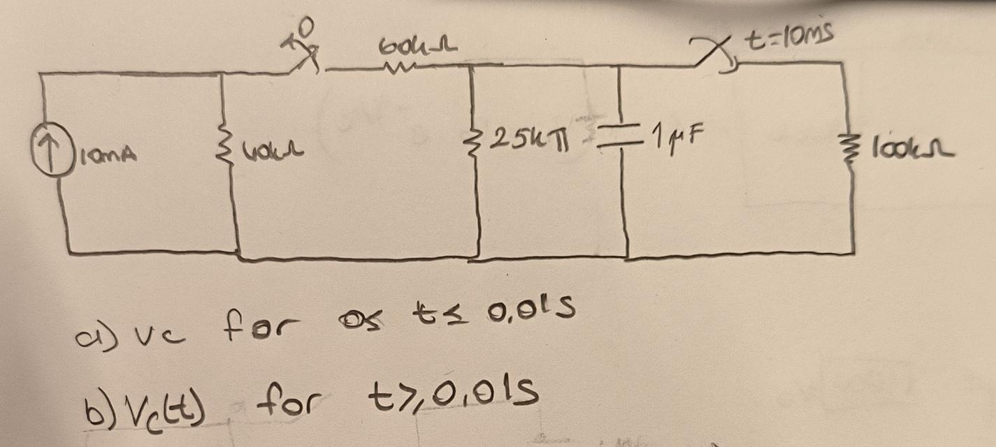  a) ve for 0t0,01s b)Vc(t) for t0,01s 