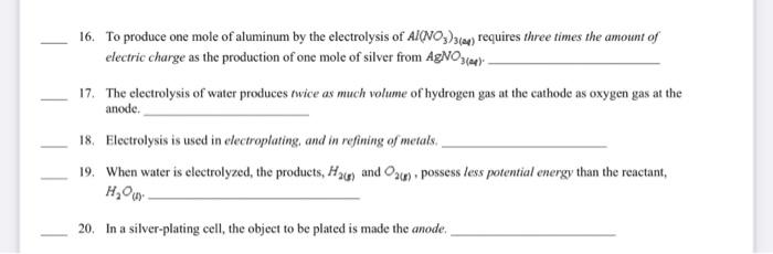 statement is true or false, 1. The algebraic sum of the positive