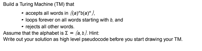  Build a Turing Machine (TM) that - accepts all words in