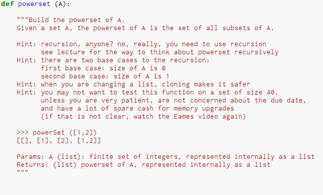  Python 3 def powerset (A) " " "Build the powerset of