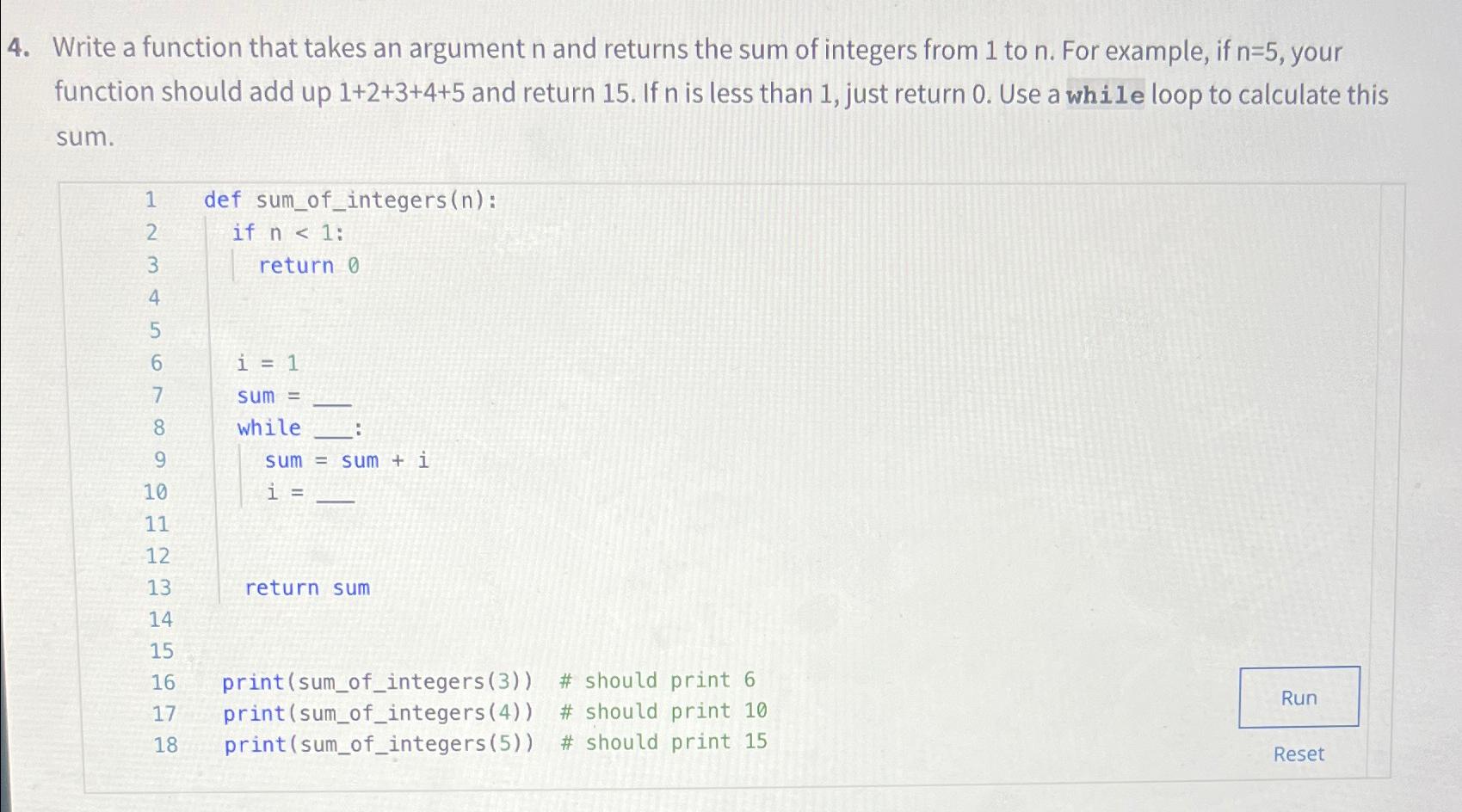  Write a function that takes an argument n and returns the