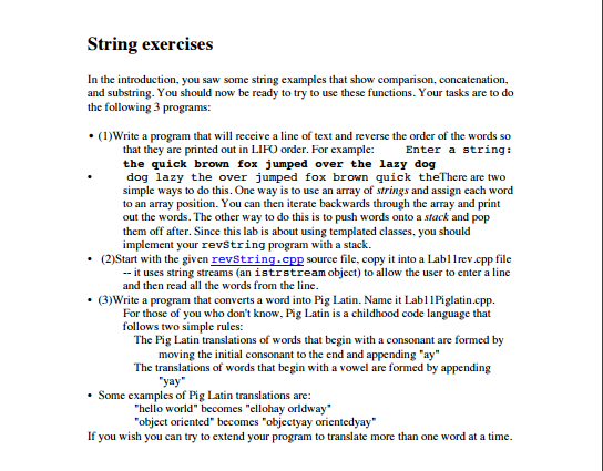  // file: revString.cpp // String manipulation example // This is incomplete