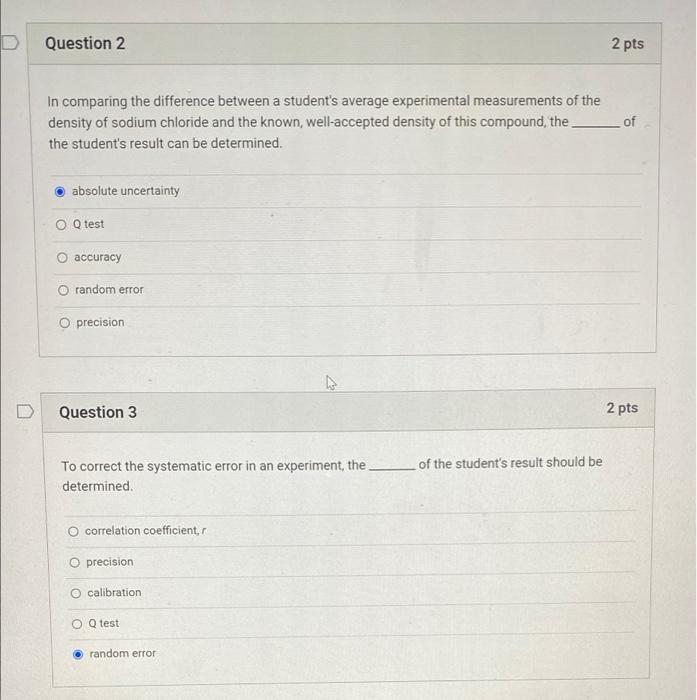 the next three questions: Sample Density (g/cm) 2.45 2 3.88 1 3