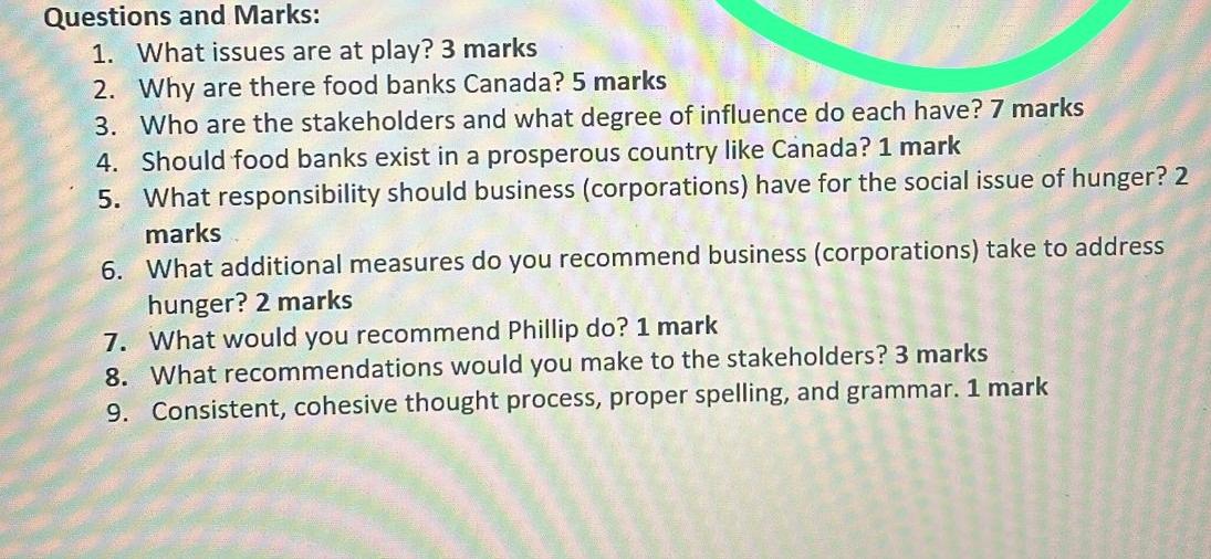  Questions and Marks: What issues are at play? 3 marks Why