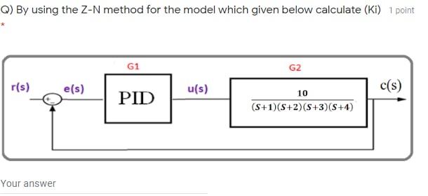 Q) By using the Z-N method for the model which given