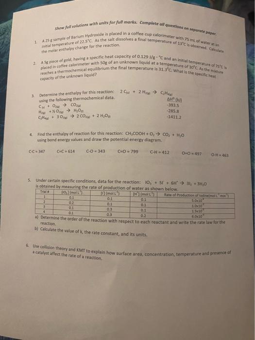 you need more space 1 whether the overall reaction is endothermic or