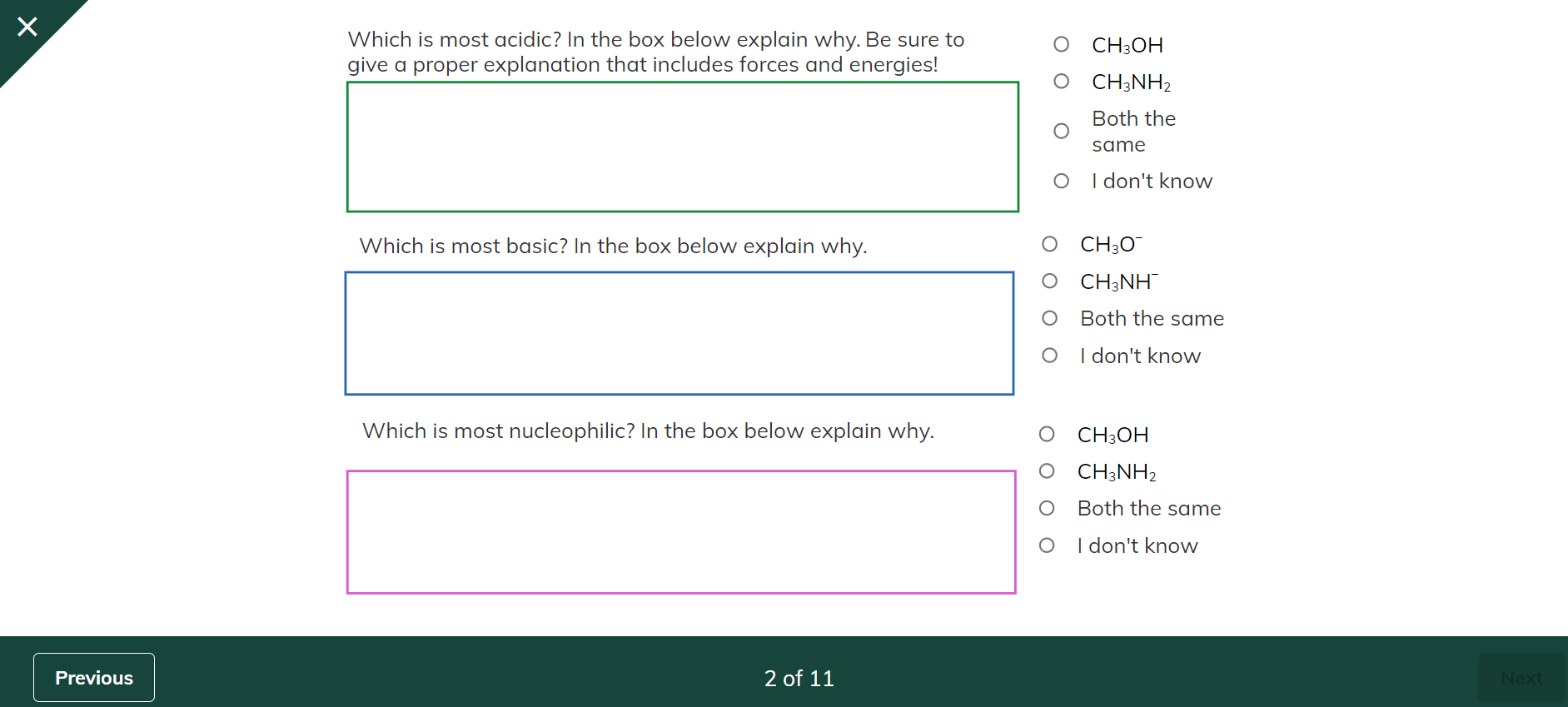  Which is most acidic? In the box below explain why. Be