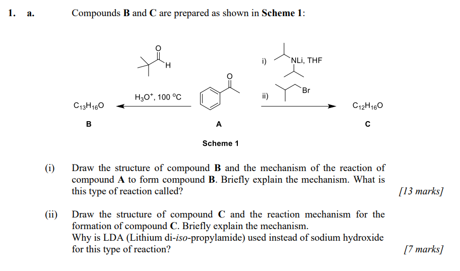  1. a. Compounds B and C are prepared as shown in