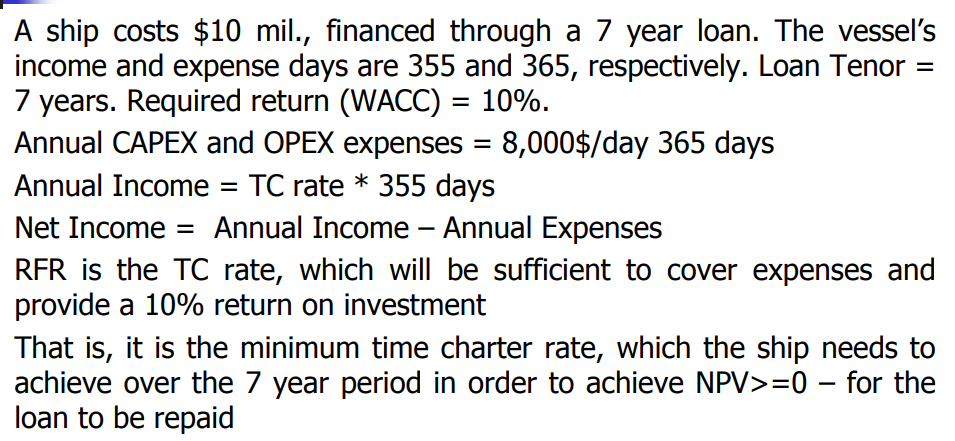  I need to get the required freight rate = = A