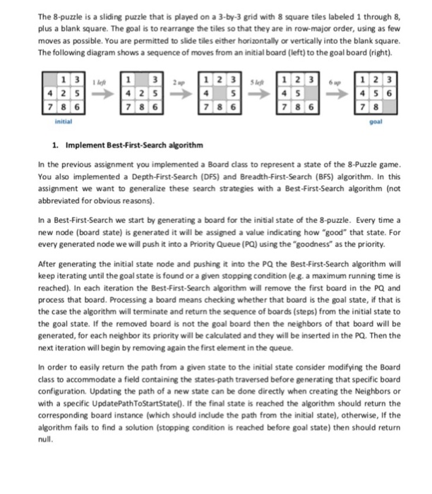  2 year computer Please we need code in Java The 8-puzzle