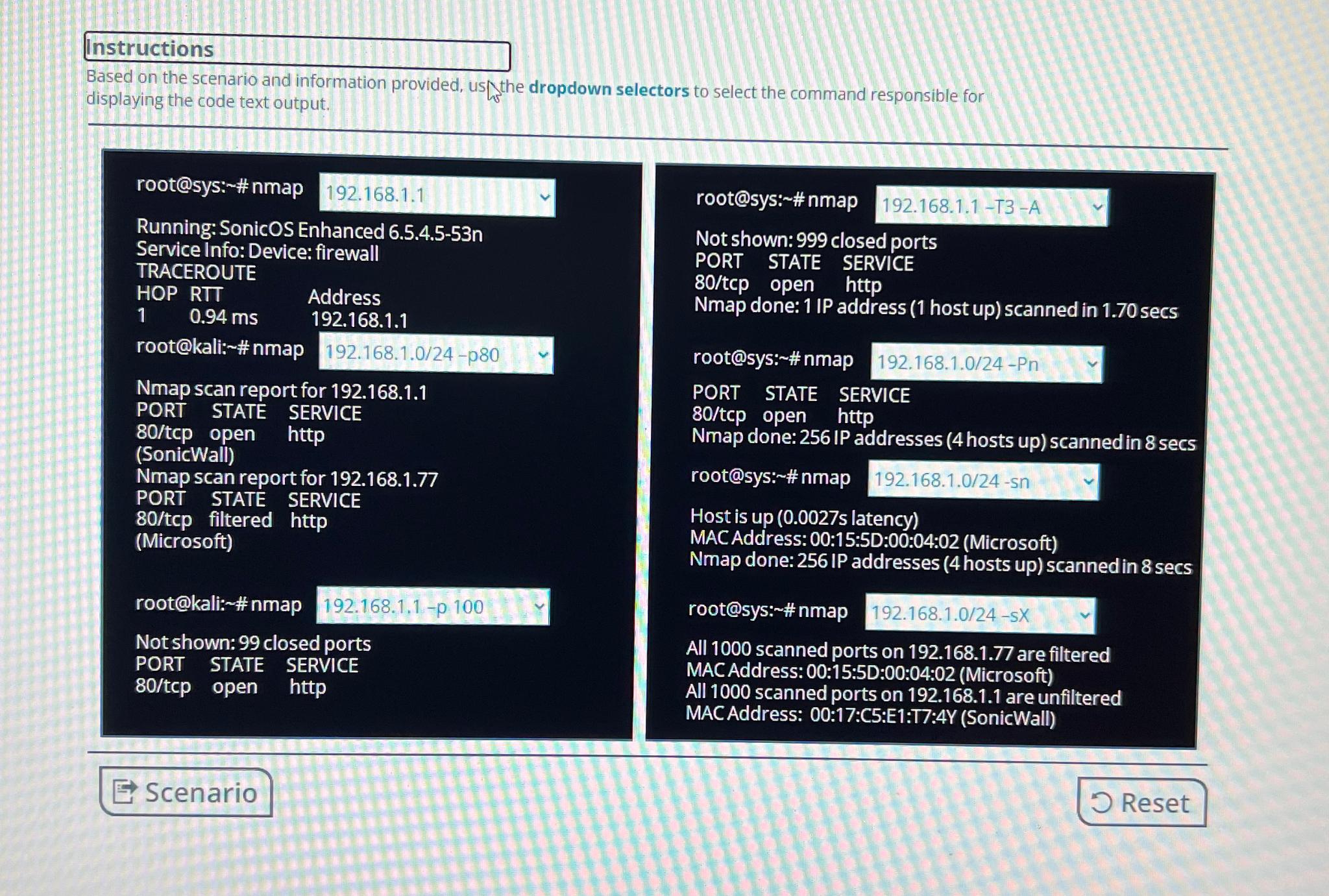  Instructions Based on the scenario and information provided, us the dropdown