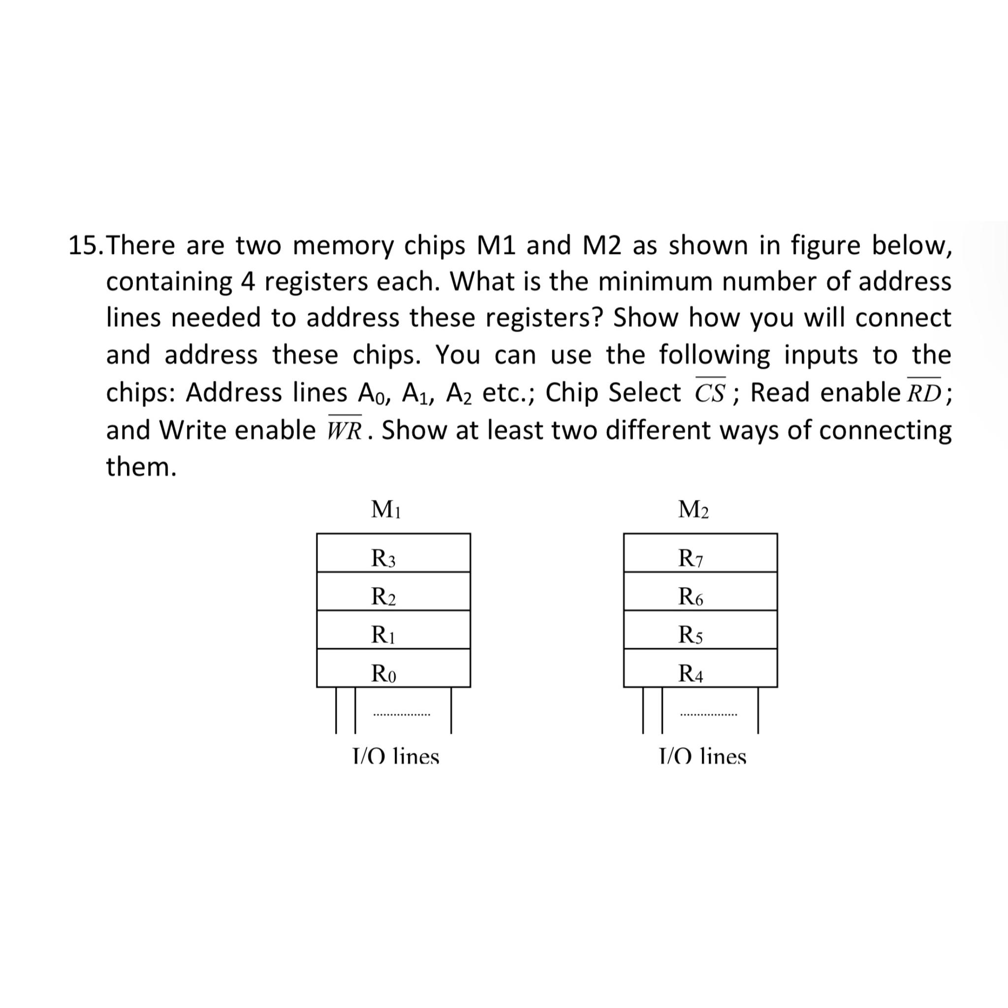  There are two memory chips M1 and M2 as shown in