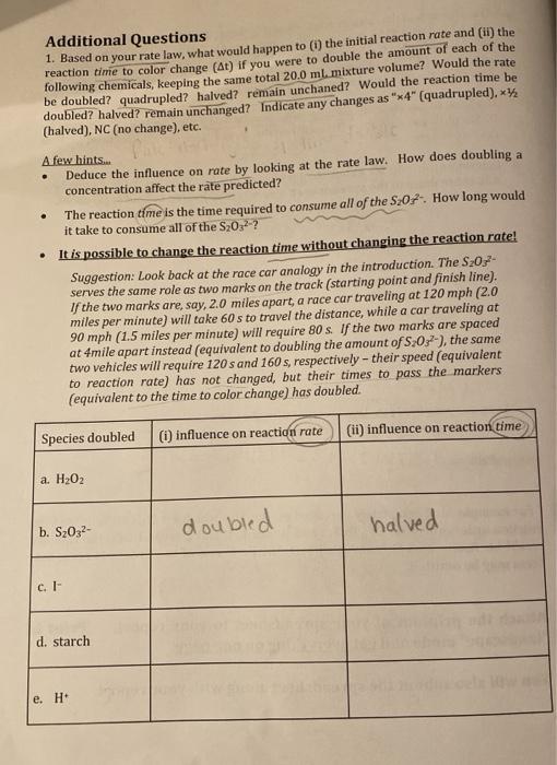 need some explaination as well pls. Additional Questions 1. Based on your