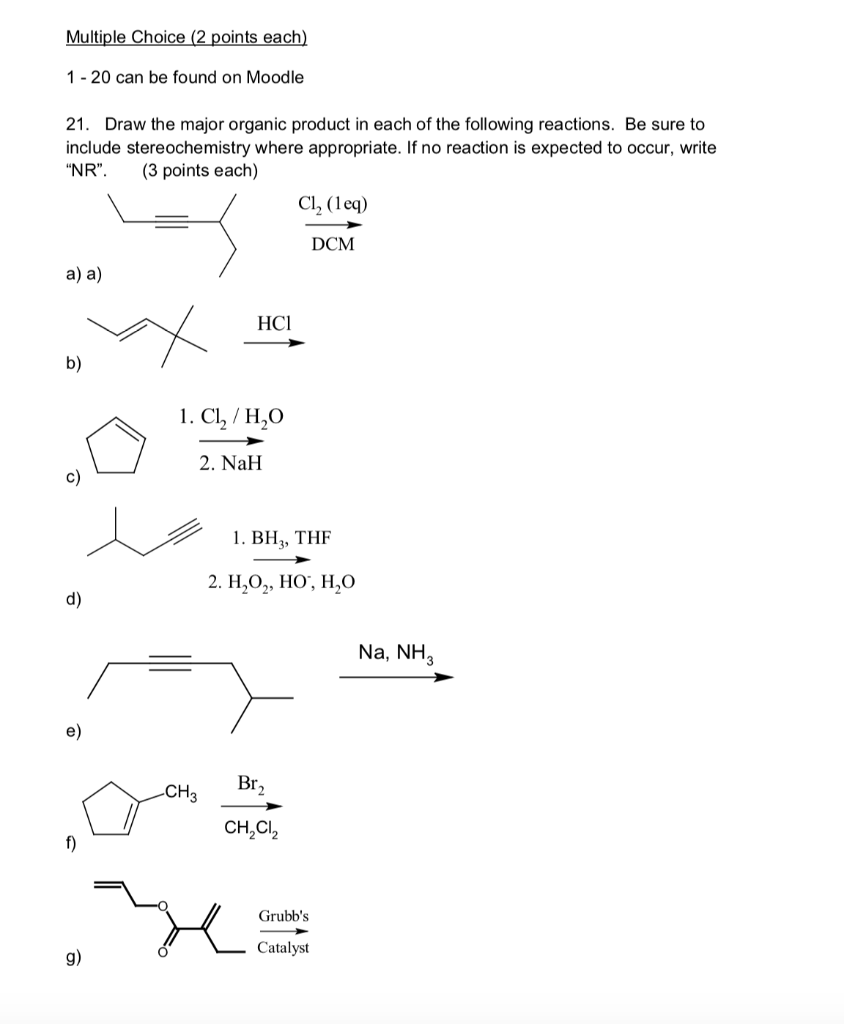  Multiple Choice (2 points each) 1 - 20 can be found