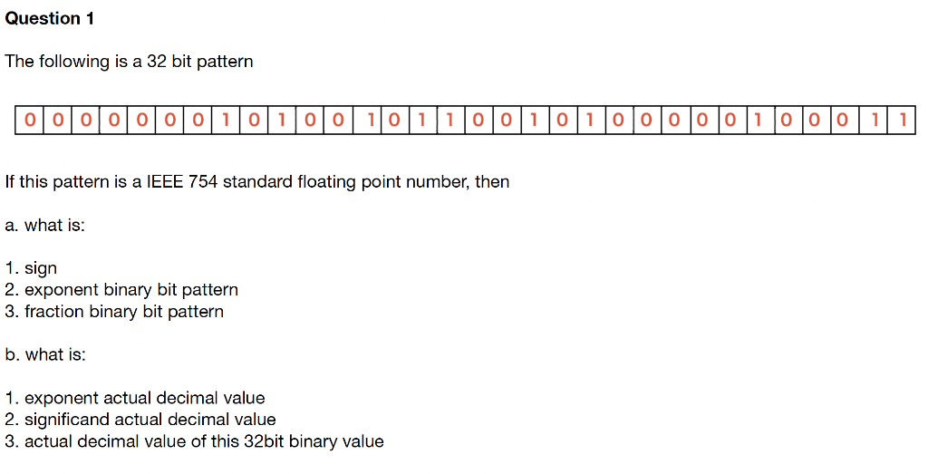  The following is a 32 bit pattern If this pattern is