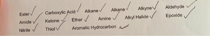 exercise, draw an example of each functional group and provide the name