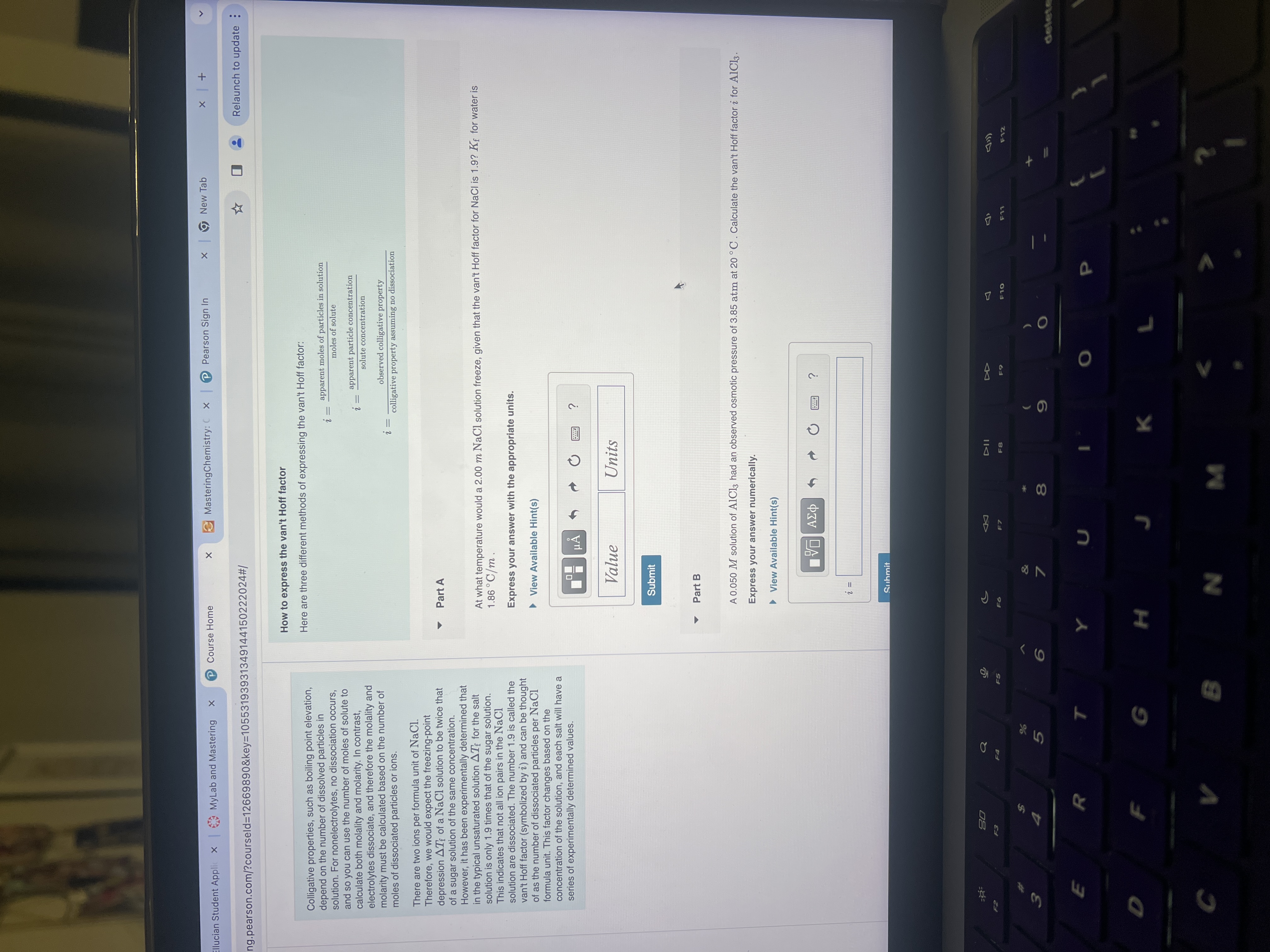  Colligative properties, such as boiling point elevation, depend on the number