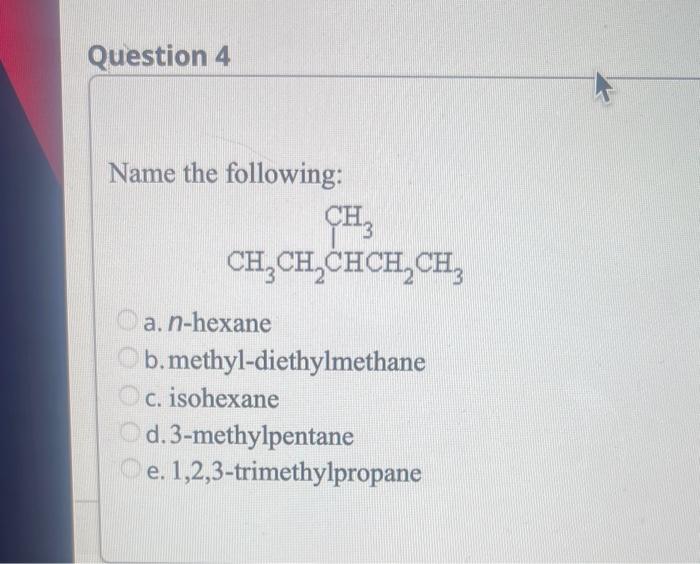 organic compound shown: a. aldehyde b. ester c. amine d. ketone e.