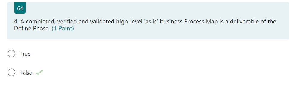  64 A completed, verified and validated high-level 'as is' business Process