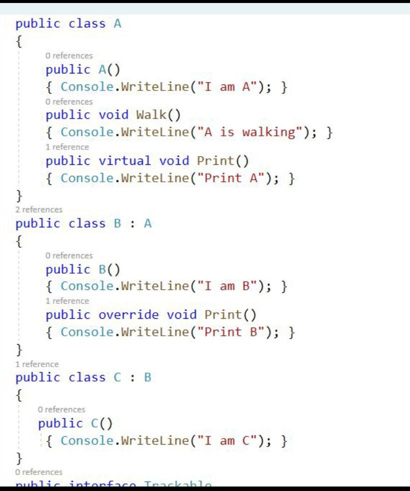 c# language public class A { O references public A() {