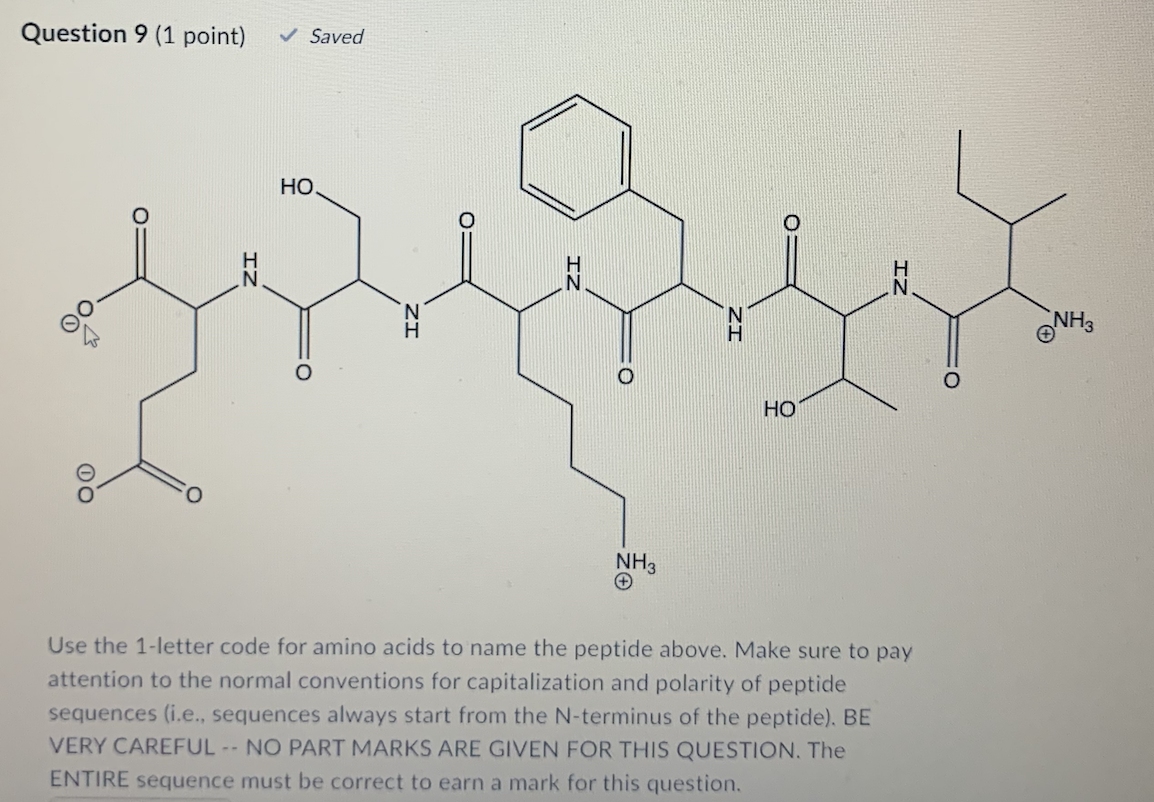  Use the 1-letter code for amino acids to name the peptide