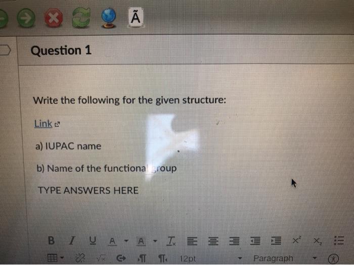  > Question 1 Write the following for the given structure: Link