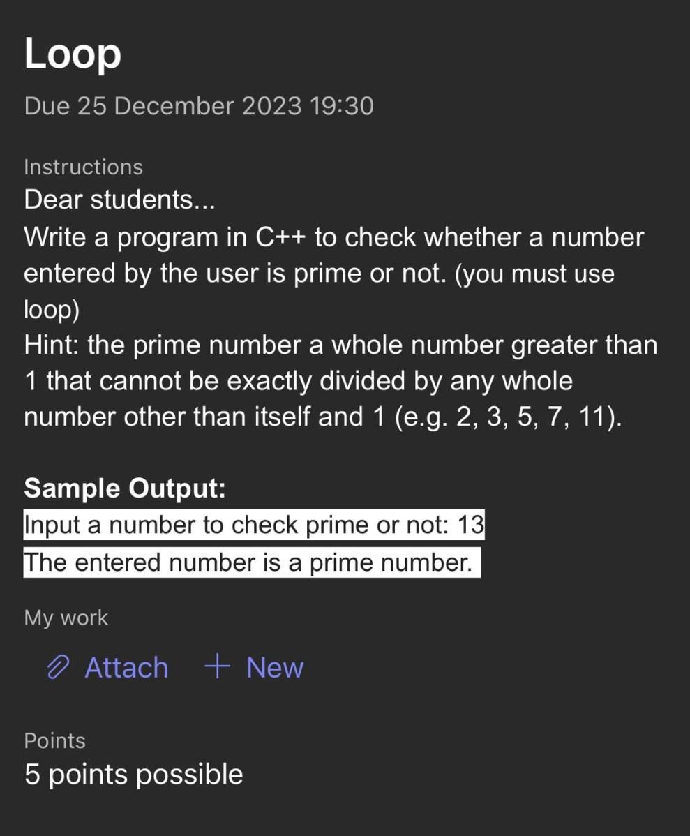  Loop Due 25 December 2023 19:30 Instructions Dear students... Write a