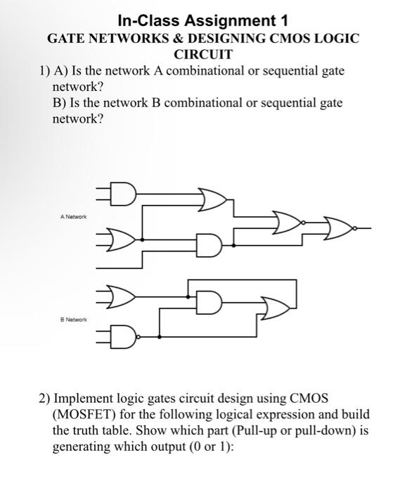  In-Class Assignment 1 GATE NETWORKS & DESIGNING CMOS LOGIC CIRCUIT 1)