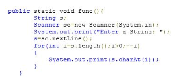  public static void func()( String s : Scanner sc=new Scanner (