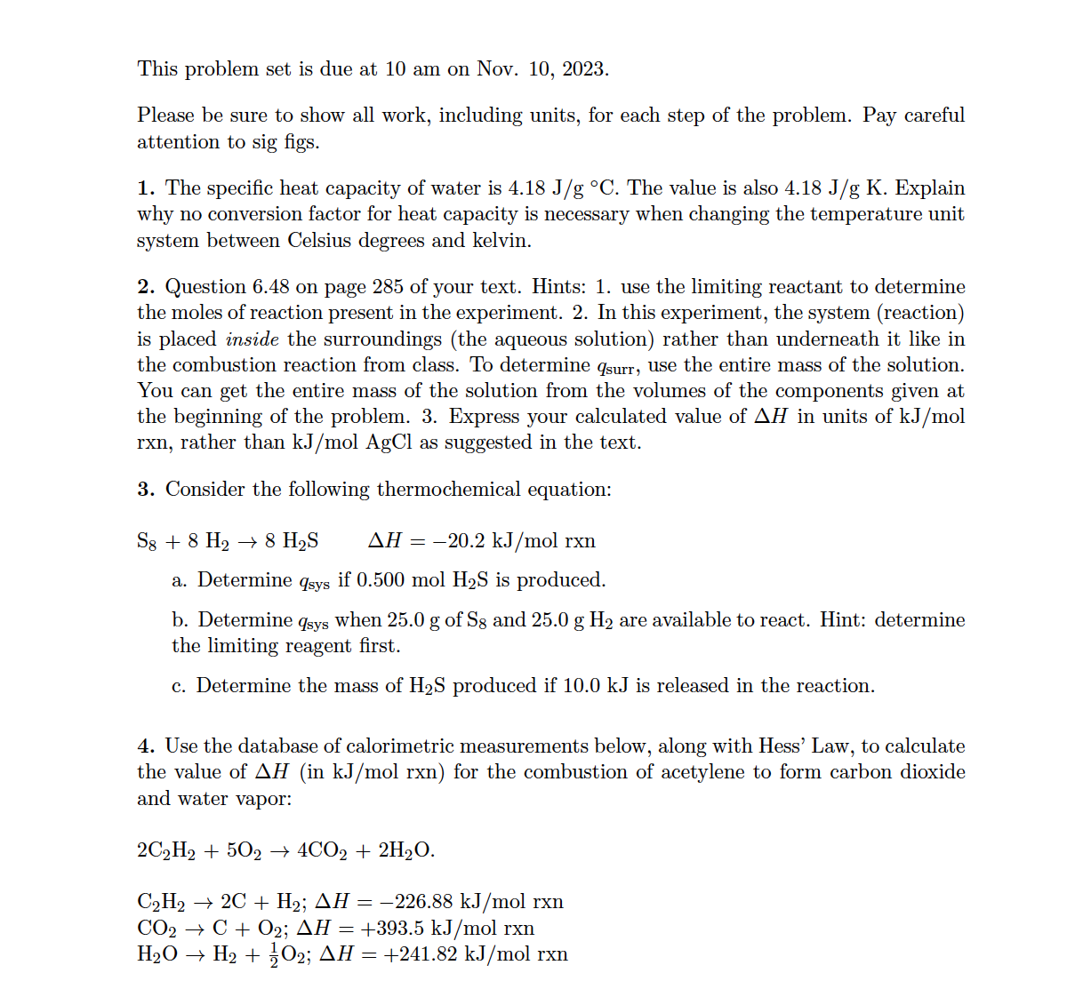  This problem set is due at 10 am on Nov. 10,2023.