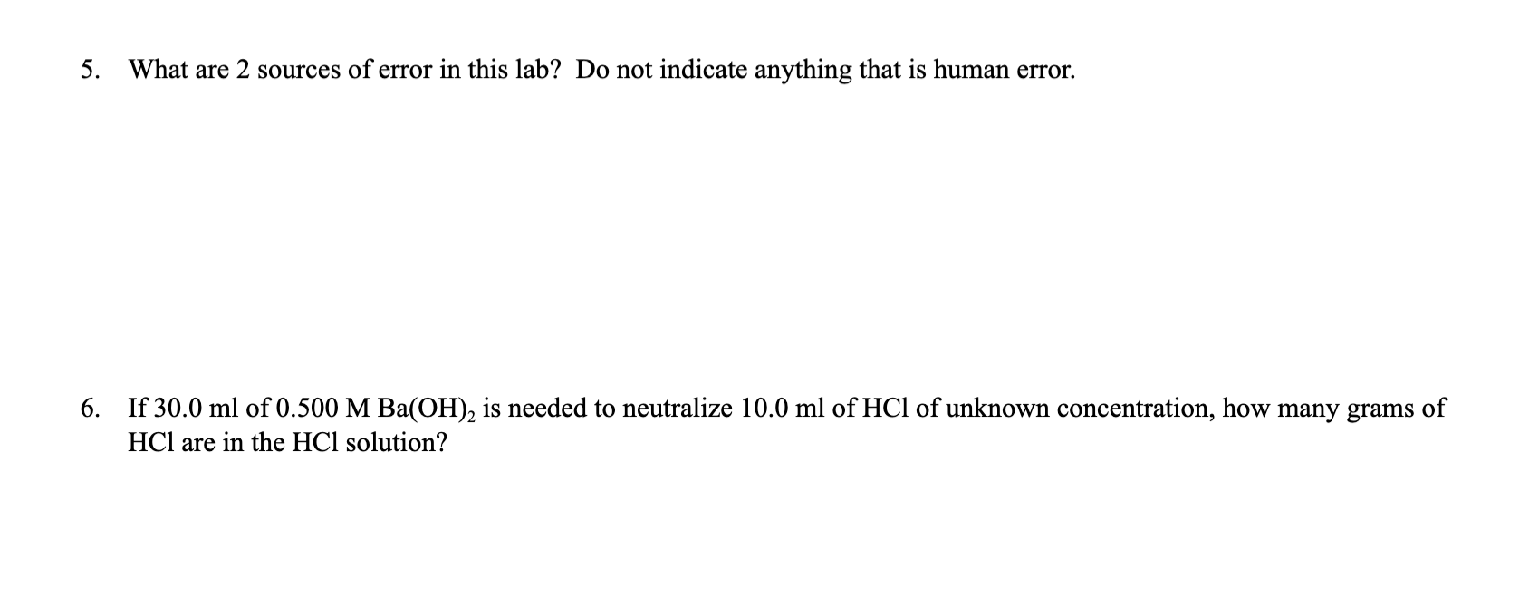 KOH (mol/L) 0.70 Mystery HBr Trial 1 30.2 Mystery HBr Trial 2