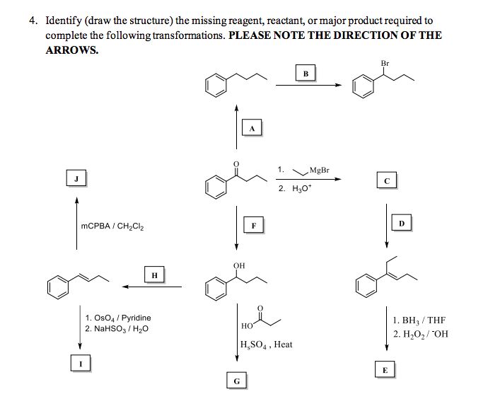 4. Identify (draw the structure) the missing reagent, reactant, or major