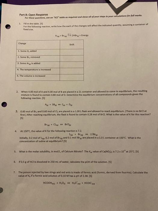 please answer all. Part 8: Open Response For these questions, use an