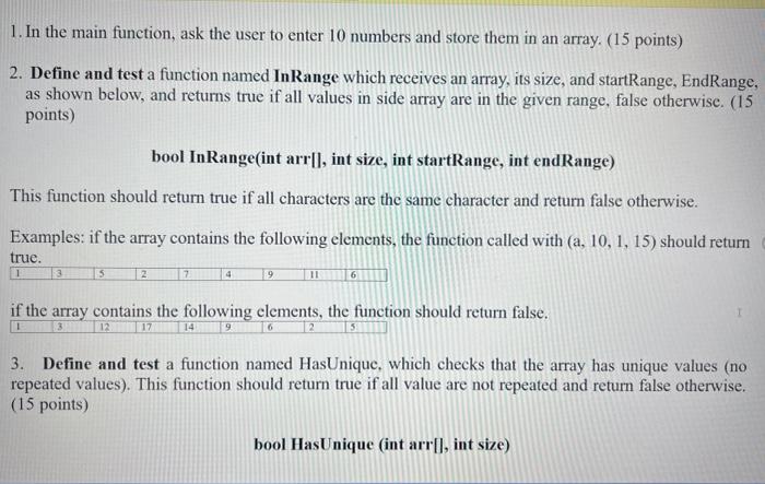 in c++ please 1. In the main function, ask the user to
