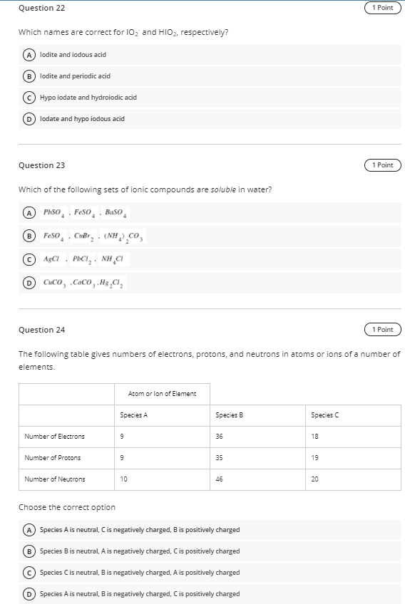  Question 22 1 Point Which names are correct for 102 and