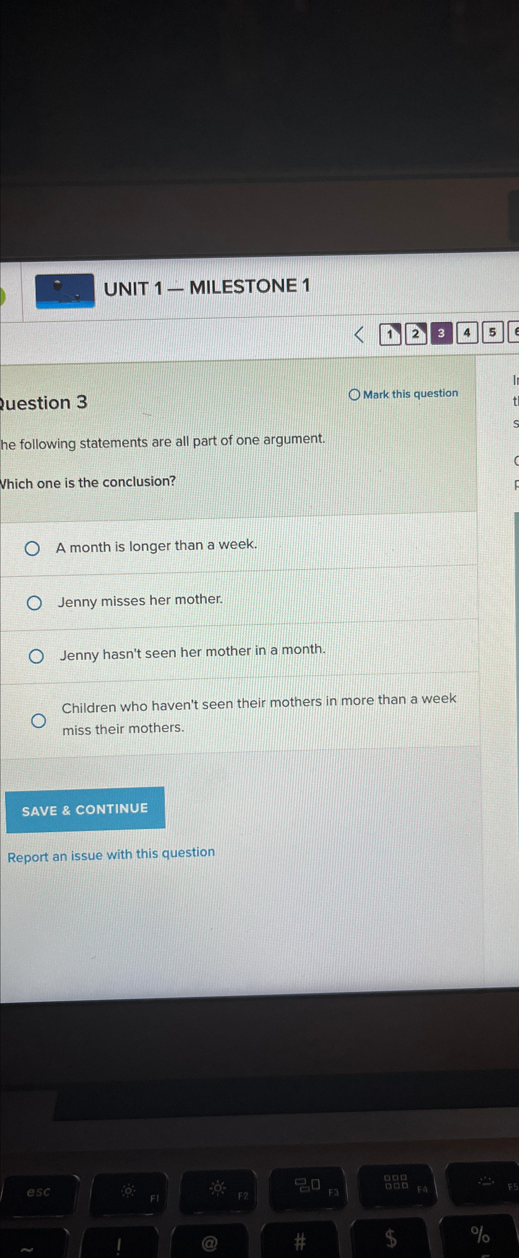  UNIT 1- MILESTONE 1 Question 3 Mark this question he following