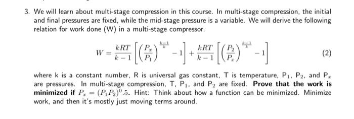 this is a THERMODYNAMICS problem 3. We will learn about multi-stage compression