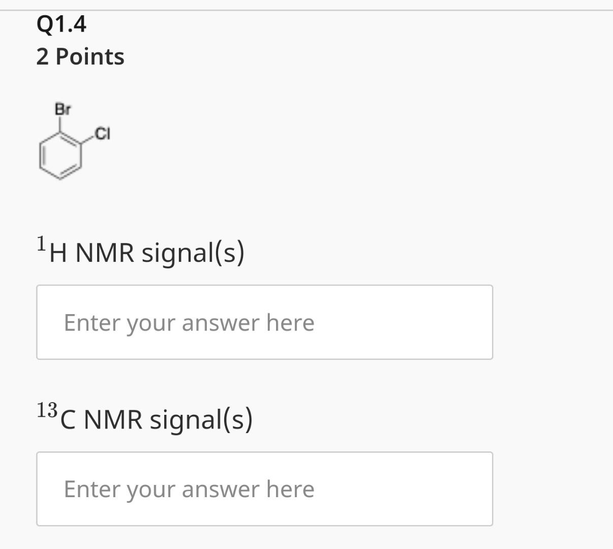 For the molecules below, how many signals would you expect in the