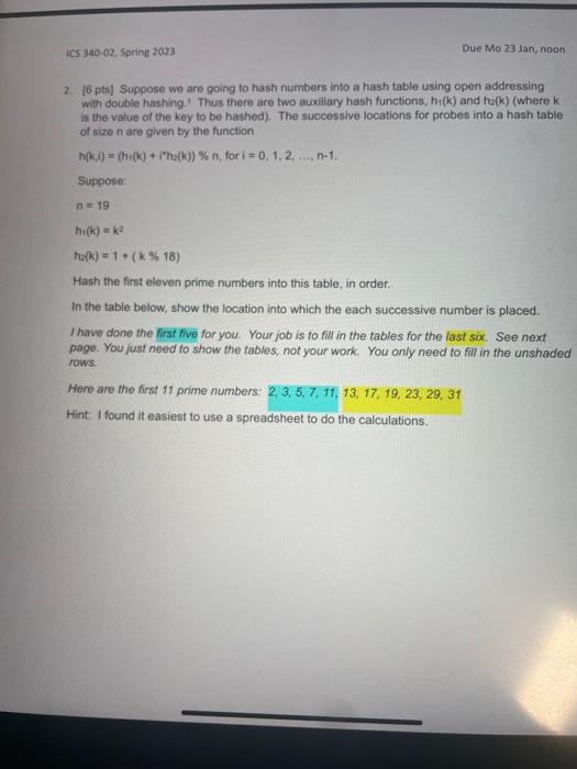  please do each one 2. [6 pts] Suppose we are going