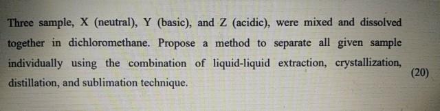 Three sample, X (neutral), Y (basic), and Z (acidic), were mixed