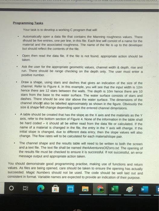  . . Programming Tasks Your task is to develop a working