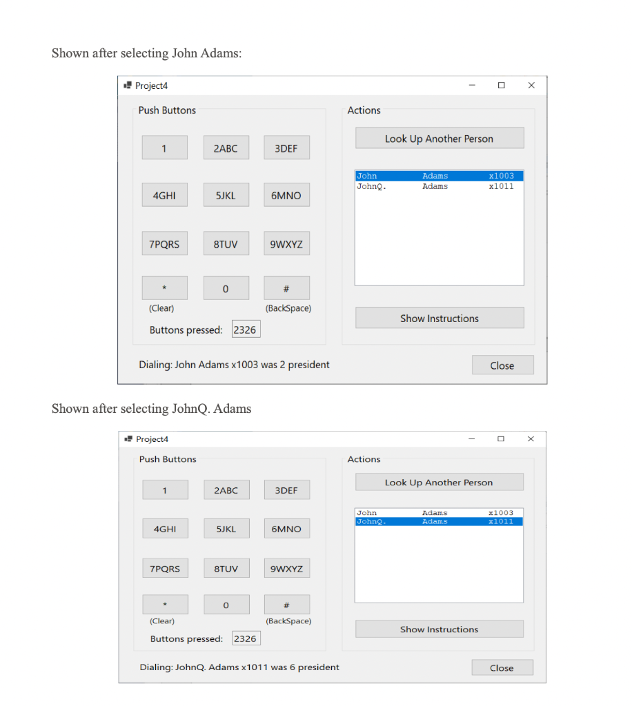 program to look up an extension of a person at a company.